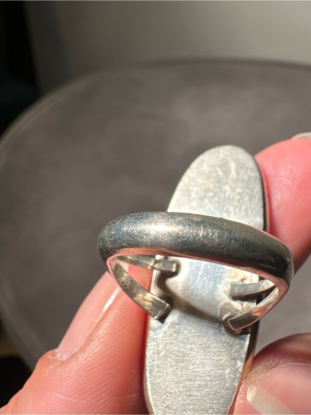Amazing Navajo Elongated GORGEOUS Sterling Silver Turquoise Ring Size 7 - Picture 9 of 9